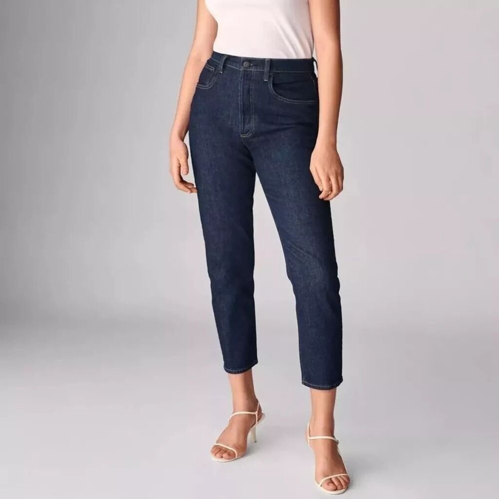 Aritzia Denim Forum, The Yoko High Rise Slim 26L Jeans, Dark Wash Denim, sz 25